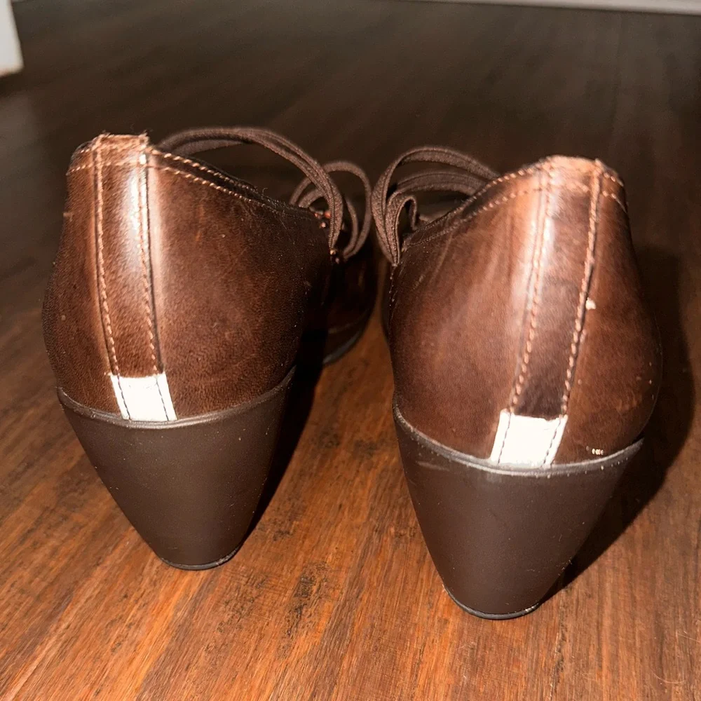 Merrell Evera Cross Mary Jane Brown Leather Comfort Heel Dark Academia Size 7